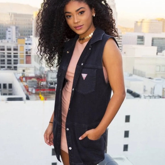 GUESS ORIGINAL Long Denim Vest - Picture 6 of 6